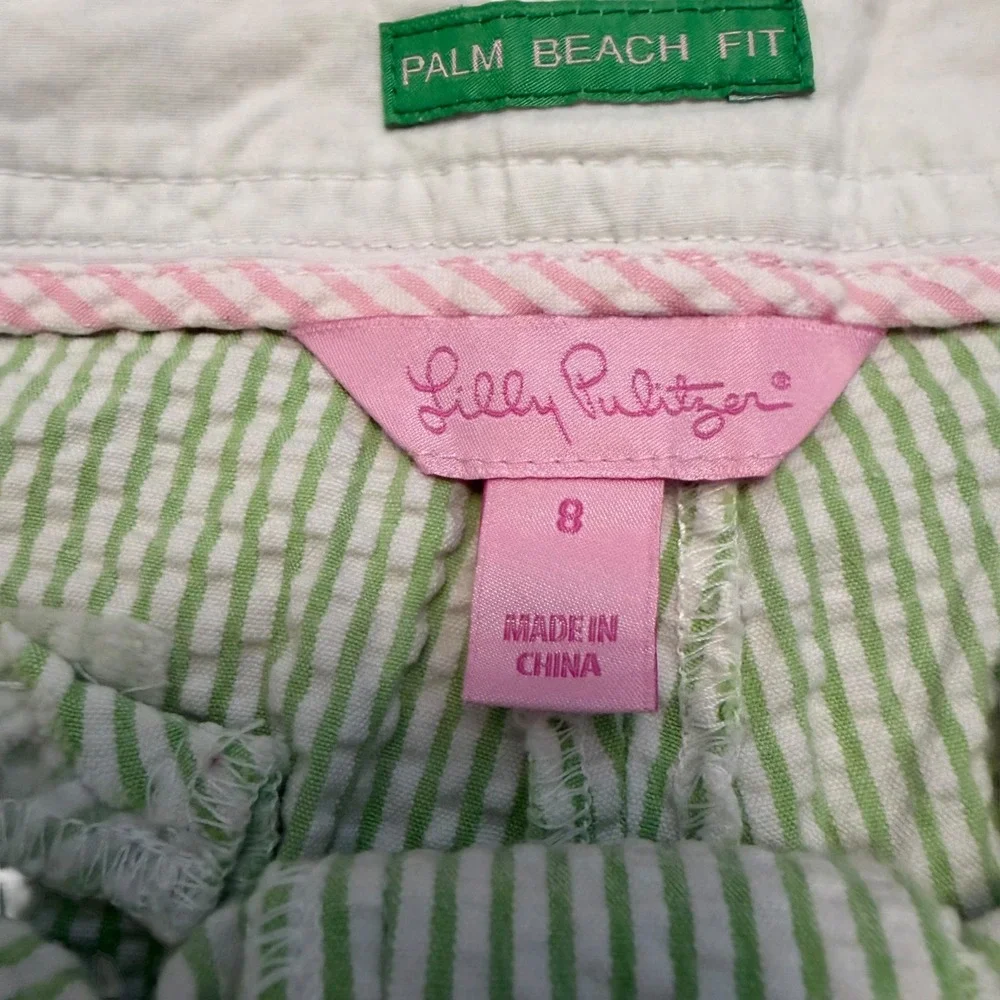 LILLY PULITZER Palm Beach Fit Green‎ Seersucker Shorts – Size 8